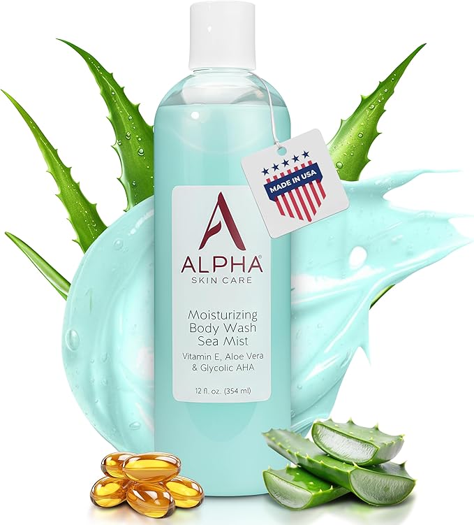 Alpha Skin Care Moisturizing Body Wash | Anti-Aging Formula | Glycolic Alpha Hydroxy Acid (AHA) | Vitamin E & Aloe Vera | Conditions & Soothes | For All Skin Types | 12 Fl Oz - Image 2